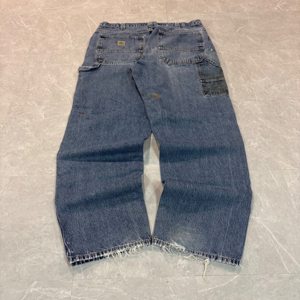 Lee‎ Dungarees Mens Carpenter Jeans 38x30 Distressed Workwear Denim Blue Paint